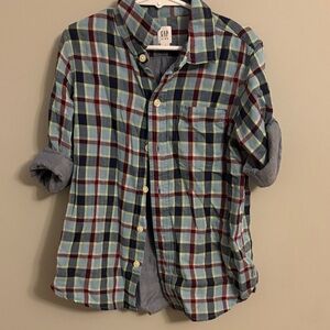 GAP boys Plaid Shirt - Blue, Red, Yellow